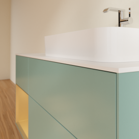 Тумба под раковину Villeroy & Boch Finion 120х50,1 см с подсветкой МДФ оливковый матовый лак/стекло белое матовое G391HFGM