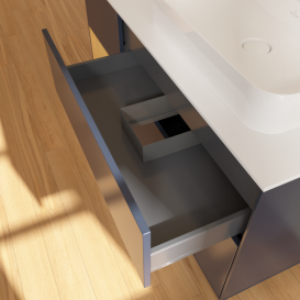 Тумба под раковину Villeroy & Boch Finion 120х50,1 см с подсветкой МДФ темно-синий матовый лак/стекло белое матовое G391HFHG