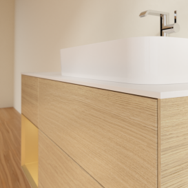 Тумба под раковину Villeroy & Boch Finion 120х50,1 см с подсветкой МДФ шпон дуба/стекло белое матовое G391HFPC