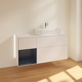 Тумба под раковину Villeroy & Boch Finion 120х50,1 см с подсветкой МДФ глянцевый белый лак/стекло белое матовое G391HGGF