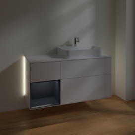 Тумба под раковину Villeroy & Boch Finion 120х50,1 см с подсветкой МДФ глянцевый белый лак/стекло белое матовое G391HGGF