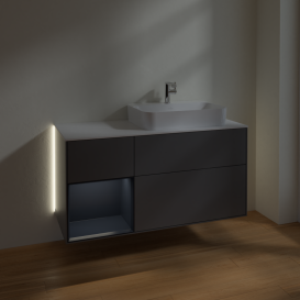 Тумба под раковину Villeroy & Boch Finion 120х50,1 см с подсветкой МДФ антрацит матовый лак/стекло белое матовое G391HGGK