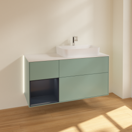 Тумба под раковину Villeroy & Boch Finion 120х50,1 см с подсветкой МДФ оливковый матовый лак/стекло белое матовое G391HGGM