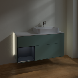 Тумба под раковину Villeroy & Boch Finion 120х50,1 см с подсветкой МДФ оливковый матовый лак/стекло белое матовое G391HGGM