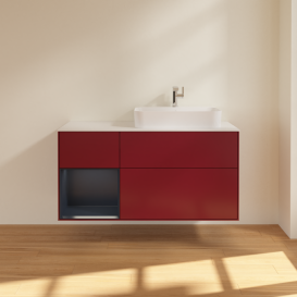 Тумба под раковину Villeroy & Boch Finion 120х50,1 см с подсветкой МДФ пион матовый лак/стекло белое матовое G391HGHB