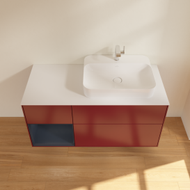 Тумба под раковину Villeroy & Boch Finion 120х50,1 см с подсветкой МДФ пион матовый лак/стекло белое матовое G391HGHB