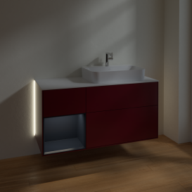 Тумба под раковину Villeroy & Boch Finion 120х50,1 см с подсветкой МДФ пион матовый лак/стекло белое матовое G391HGHB