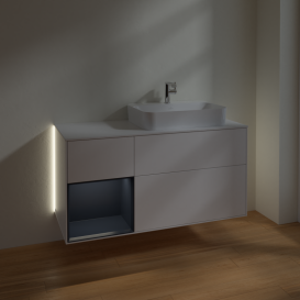 Тумба под раковину Villeroy & Boch Finion 120х50,1 см с подсветкой МДФ белый матовый лак/стекло белое матовое G391HGMT