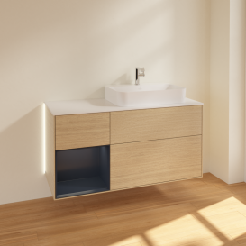 Тумба под раковину Villeroy & Boch Finion 120х50,1 см с подсветкой МДФ шпон дуба/стекло белое матовое G391HGPC