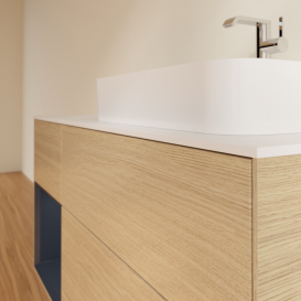 Тумба под раковину Villeroy & Boch Finion 120х50,1 см с подсветкой МДФ шпон дуба/стекло белое матовое G391HGPC