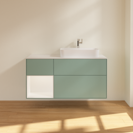 Тумба под раковину Villeroy & Boch Finion 120х50,1 см с подсветкой МДФ оливковый матовый лак/стекло белое матовое G391MTGM