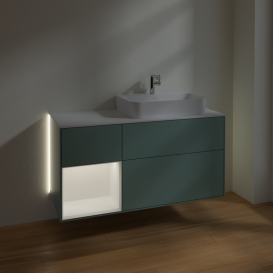 Тумба под раковину Villeroy & Boch Finion 120х50,1 см с подсветкой МДФ оливковый матовый лак/стекло белое матовое G391MTGM