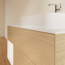 Тумба под раковину Villeroy & Boch Finion 120х50,1 см с подсветкой МДФ шпон дуба/стекло белое матовое G391MTPC