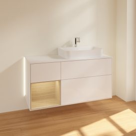 Тумба под раковину Villeroy & Boch Finion 120х50,1 см с подсветкой МДФ глянцевый белый лак/стекло белое матовое G391PCGF