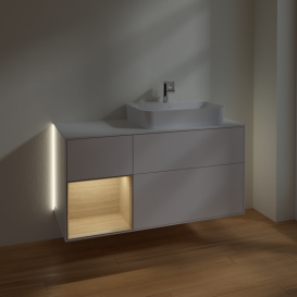 Тумба под раковину Villeroy & Boch Finion 120х50,1 см с подсветкой МДФ глянцевый белый лак/стекло белое матовое G391PCGF