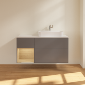 Тумба под раковину Villeroy & Boch Finion 120х50,1 см с подсветкой МДФ антрацит матовый лак/стекло белое матовое G391PCGK