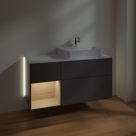 Тумба под раковину Villeroy & Boch Finion 120х50,1 см с подсветкой МДФ антрацит матовый лак/стекло белое матовое G391PCGK