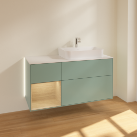 Тумба под раковину Villeroy & Boch Finion 120х50,1 см с подсветкой МДФ оливковый матовый лак/стекло белое матовое G391PCGM