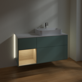 Тумба под раковину Villeroy & Boch Finion 120х50,1 см с подсветкой МДФ оливковый матовый лак/стекло белое матовое G391PCGM
