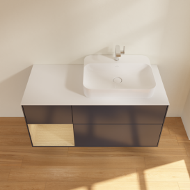 Тумба под раковину Villeroy & Boch Finion 120х50,1 см с подсветкой МДФ темно-синий матовый лак/стекло белое матовое G391PCHG