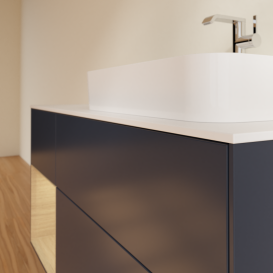 Тумба под раковину Villeroy & Boch Finion 120х50,1 см с подсветкой МДФ темно-синий матовый лак/стекло белое матовое G391PCHG