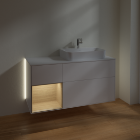 Тумба под раковину Villeroy & Boch Finion 120х50,1 см с подсветкой МДФ белый матовый лак/стекло белое матовое G391PCMT