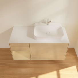 Тумба под раковину Villeroy & Boch Finion 120х50,1 см с подсветкой МДФ шпон дуба/стекло белое матовое G391PCPC