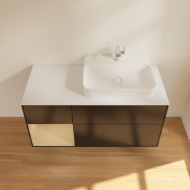 Тумба под раковину Villeroy & Boch Finion 120х50,1 см с подсветкой МДФ черный матовый лак/стекло белое матовое G391PCPD