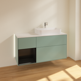 Тумба под раковину Villeroy & Boch Finion 120х50,1 см с подсветкой МДФ оливковый матовый лак/стекло белое матовое G391PDGM