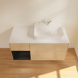 Тумба под раковину Villeroy & Boch Finion 120х50,1 см с подсветкой МДФ шпон дуба/стекло белое матовое G391PDPC