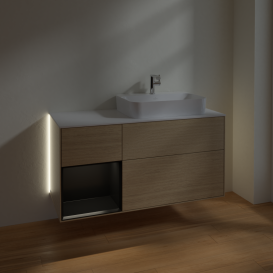 Тумба под раковину Villeroy & Boch Finion 120х50,1 см с подсветкой МДФ шпон дуба/стекло белое матовое G391PDPC