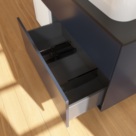 Тумба под раковину Villeroy & Boch Finion 120х50,1 см с подсветкой МДФ темно-синий матовый лак/стекло черное матовое G392GFHG