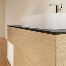 Тумба под раковину Villeroy & Boch Finion 120х50,1 см с подсветкой МДФ шпон дуба/стекло черное матовое G392GFPC