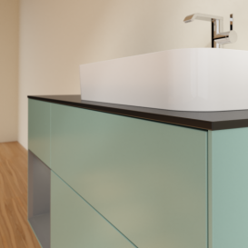 Тумба под раковину Villeroy & Boch Finion 120х50,1 см с подсветкой МДФ оливковый матовый лак/стекло черное матовое G392GKGM