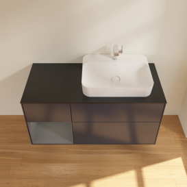 Тумба под раковину Villeroy & Boch Finion 120х50,1 см с подсветкой МДФ темно-синий матовый лак/стекло черное матовое G392GKHG