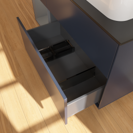 Тумба под раковину Villeroy & Boch Finion 120х50,1 см с подсветкой МДФ темно-синий матовый лак/стекло черное матовое G392GKHG