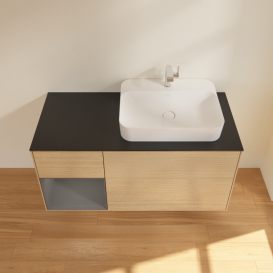 Тумба под раковину Villeroy & Boch Finion 120х50,1 см с подсветкой МДФ шпон дуба/стекло черное матовое G392GKPC