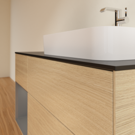 Тумба под раковину Villeroy & Boch Finion 120х50,1 см с подсветкой МДФ шпон дуба/стекло черное матовое G392GKPC