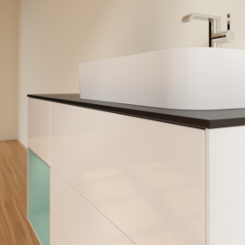 Тумба под раковину Villeroy & Boch Finion 120х50,1 см с подсветкой МДФ глянцевый белый лак/стекло черное матовое G392GMGF