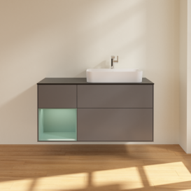 Тумба под раковину Villeroy & Boch Finion 120х50,1 см с подсветкой МДФ антрацит матовый лак/стекло черное матовое G392GMGK