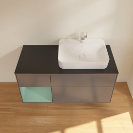 Тумба под раковину Villeroy & Boch Finion 120х50,1 см с подсветкой МДФ антрацит матовый лак/стекло черное матовое G392GMGK