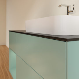 Тумба под раковину Villeroy & Boch Finion 120х50,1 см с подсветкой МДФ оливковый матовый лак/стекло черное матовое G392GMGM