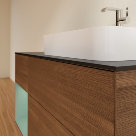 Тумба под раковину Villeroy & Boch Finion 120х50,1 см с подсветкой МДФ шпон грецкого ореха/стекло черное матовое G392GMGN