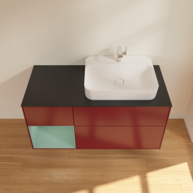 Тумба под раковину Villeroy & Boch Finion 120х50,1 см с подсветкой МДФ пион матовый лак/стекло черное матовое G392GMHB