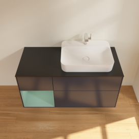 Тумба под раковину Villeroy & Boch Finion 120х50,1 см с подсветкой МДФ темно-синий матовый лак/стекло черное матовое G392GMHG