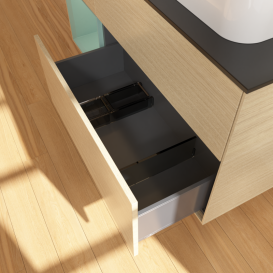 Тумба под раковину Villeroy & Boch Finion 120х50,1 см с подсветкой МДФ шпон дуба/стекло черное матовое G392GMPC