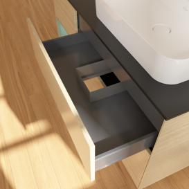 Тумба под раковину Villeroy & Boch Finion 120х50,1 см с подсветкой МДФ шпон дуба/стекло черное матовое G392GMPC