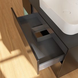 Тумба під раковину Villeroy & Boch Finion 120х50,1 см із підсвічуванням МДФ чорний матовий лак/скло чорне матове G392GMPD