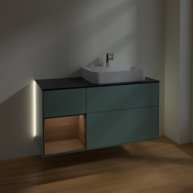 Тумба под раковину Villeroy & Boch Finion 120х50,1 см с подсветкой МДФ оливковый матовый лак/стекло черное матовое G392GNGM