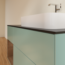 Тумба под раковину Villeroy & Boch Finion 120х50,1 см с подсветкой МДФ оливковый матовый лак/стекло черное матовое G392GNGM